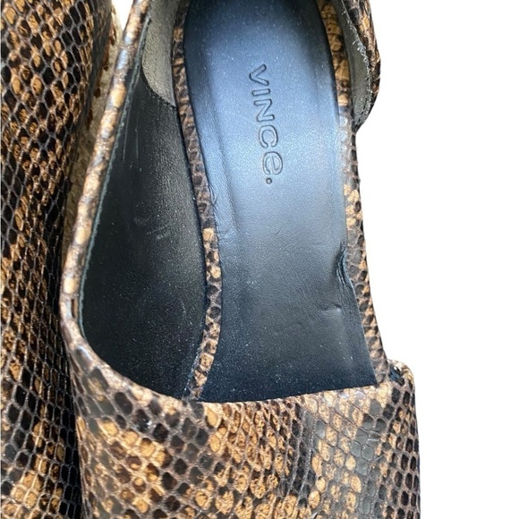 VINCE Coffee Leather Brown Snake Print 3/4" Espadrille Braided Jute I Size: 6.5 - Picture 12 of 16